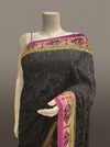 Black Georgette Embroidered Saree With Unstitched Blouse