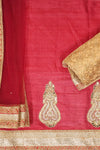 Tussar Maroon Tussar Unstitched Salwar Suit With Dupatta