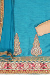 Dark firozi Tussar Unstitched Salwar Suit With Dupatta