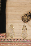 Tussar Black Tussar Unstitched Salwar Suit With Dupatta