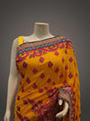 Mustard Georgette Embroidered Saree With Unstitched Blouse
