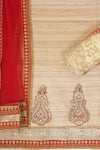 Tussar Red Tussar Unstitched Salwar Suit With Dupatta