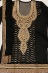 Black Georgette Semi Stitched Suit Salwar With Dupatta