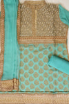 Firozi Khaddi Georgette Semi Stitched Salwar Suit With Dupatta