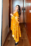 Mustard Sequence, Zari & Cutdana Organza Readymade Suit And Pant With Georgette Dupatta