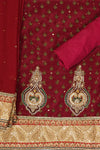 Maroon Crepe Unstitched Salwar Suit With Dupatta
