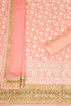 Peach Georgette Unstitched Suit Salwar With Dupatta