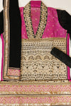 Black Lace Georgette Semi Stitched Suit Salwar With Dupatta