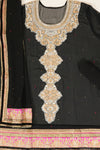 Black Lace Georgette Semi Stitched Suit Salwar With Dupatta