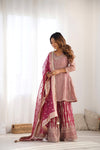 Maroon Net Readymade Sharara Set With Organza Dupatta (Ft:-Arti Chauhan)