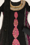 Black Georgette Semi Stitched Salwar Suit With Dupatta