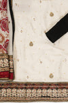 Off White Jacquard Chiffon Unstitched Suit Salwar With Dupatta