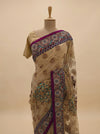 Tussar Net Embroidered Saree With Unstitched Blouse