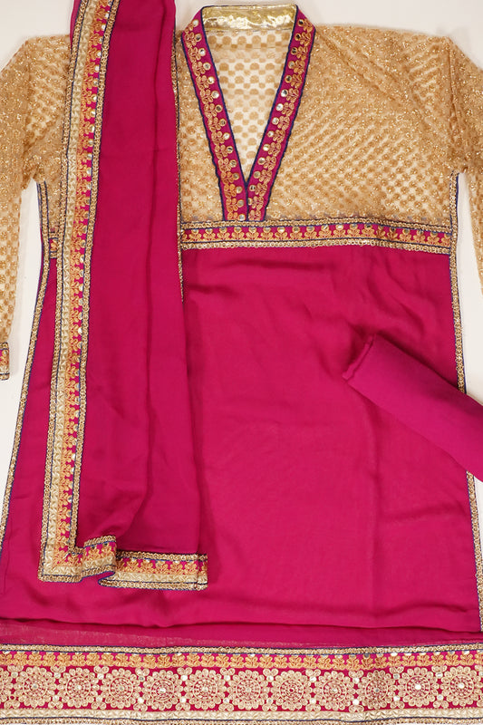 Rani Georgette Semi Stitched Salwar Suit With Dupatta