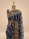 Grey Net Embroidered Saree With Unstitched Blouse