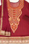 Maroon Jacquard Crepe Semi Stitched Suit Salwar With Dupatta