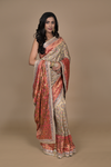 Tussar Mirror, Sequence, & Dabka Organza Designer Saree With Unstitched Blouse