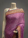 Mauvish Gajari Jacquard Chiffon Embroidered Saree With Unstitched Blouse