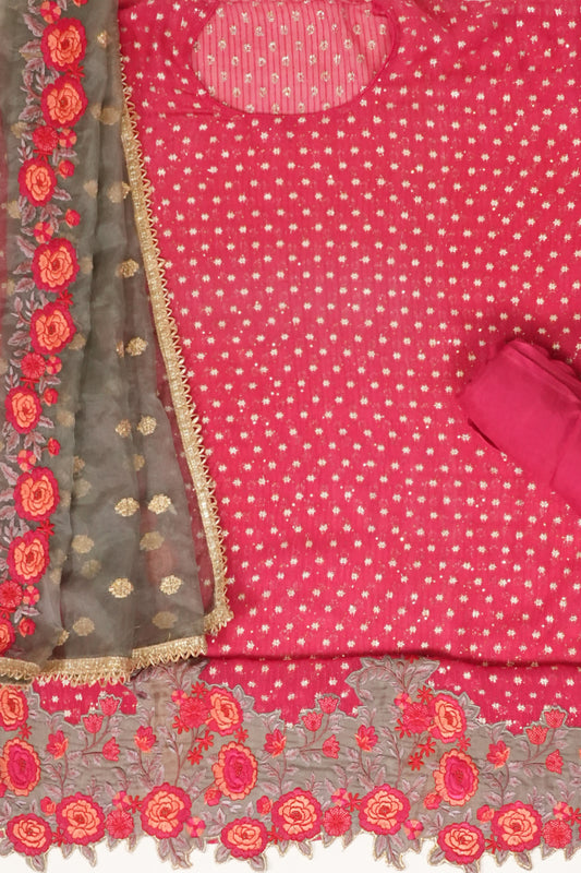 Rani Georgette Semi Stitched Salwar Suit With Dupatta