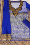 Royle Blue Lace Georgette Semi Stitched Salwar Suit With Dupatta