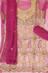 Magenta Net Unstitched Suit Salwar With Dupatta