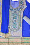 Grey Georgette Semi Stitched Suit Salwar With Dupatta