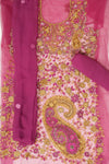 Magenta Net Unstitched Suit Salwar With Dupatta