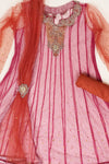 Peach Net Semi Stitched Salwar Suit With Dupatta