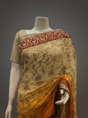 Omray Rust Georgette Embriodered Saree With Unstitched Blouse
