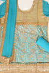 Firozi Net Semi Stitched Suit Salwar With Dupatta