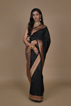 Black Woven Zari Banarasi Silk Saree With Unstitched Blouse