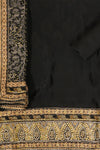 Black Chinon Unstitched Suit Salwar With Dupatta