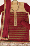 Maroon Crepe Semi Stitched Salwar Suit With Dupatta