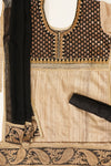 Tussar Black Tussar Semi Stitched Suit Salwar With Dupatta