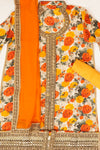 Yellow Tussar Semi Stitched Suit Salwar With Dupatta