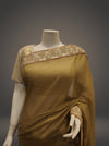 Tussar Black Foil Tussar Embroidered Saree With Unstitched Blouse