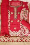 Red Georgette Semi Stitched Salwar Suit With Dupatta