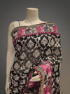 Black Georgette Embroidered Saree With Unstitched Blouse