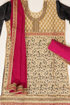 Tussar Rani Net Georgette Semi Stitched Suit Salwar With Dupatta