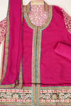 Magenta Tussar Semi Stitched Salwar Suit With Dupatta