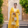 Mustard Georgette Readymade Sharara Set With Organza Dupatta