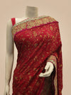 Maroon Crepe Embroidered Saree With Unstitched Blouse
