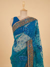 Jade Green Net Embroidered Saree With Unstitched Blouse