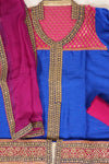 Royle Blue Tussar Semi Stitched Salwar Suit With Dupatta