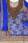 Royle Blue Lace Georgette Semi Stitched Salwar Suit With Dupatta