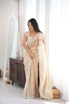 Tussar Organza Embroidered Saree With Readymade Blouse (Ft:-Arti Chauhan)