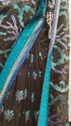 Black Georgette Embroidered Saree With Unstitched Blouse
