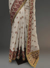 White Georgette Embroidered Saree With Unstitched Blouse