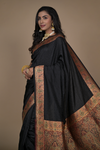 Black Woven Zari Banarasi Silk Saree With Unstitched Blouse