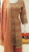 Tussar Gajari Tissue Readymade Sharara Set With Dupatta (Ft:-Anjan Prasad)